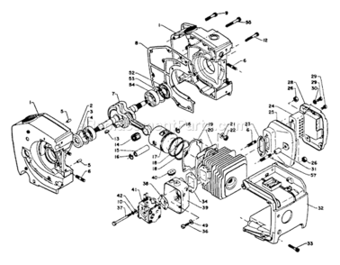 Engine_Intake_Exhaust_Crankcase Diagram and Parts List for  Echo Chainsaw