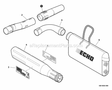 Blower_Tubes_Debris_Bag Diagram and Parts List for P38311001001 - P38311999999 Echo Chipper Shredder