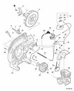 Fan_Ignition_Right_Fan_Cover Diagram and Parts List for P38311001001 - P38311999999 Echo Chipper Shredder