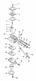 Carburetor Diagram and Parts List for Type 1E Echo Hedge Trimmer