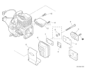 Exhaust Diagram and Parts List for S59511001001-S59511003000 Echo Trimmer