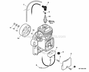 Ignition Diagram and Parts List for P33011001001 - P33011999999 Echo Leaf Blower / Vacuum