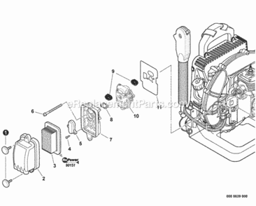 Intake Diagram and Parts List for P33011001001 - P33011999999 Echo Leaf Blower / Vacuum