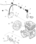 Flywheel, Ignition Diagram and Parts List for E04411001001-E04411999999 Echo Pole Saw