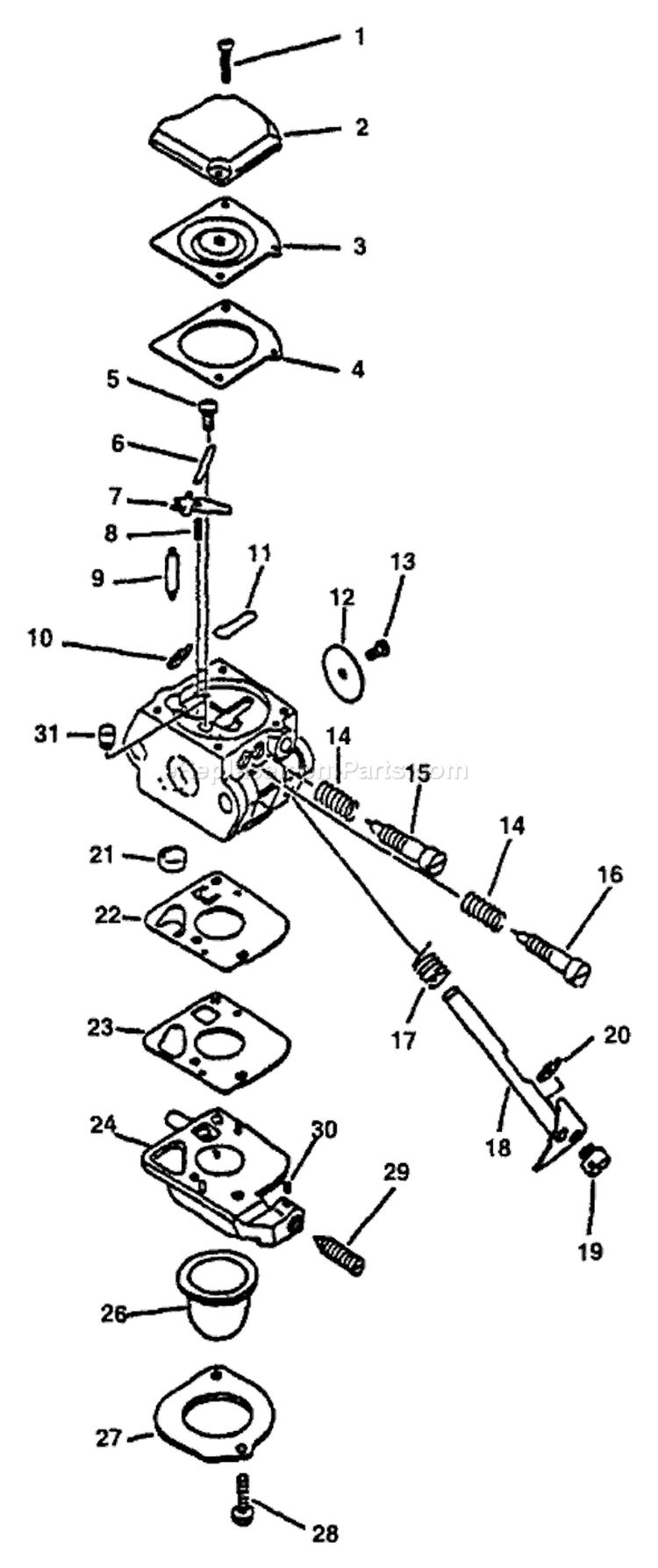 Page E Diagram and Parts List for 001001 - 151954 Echo Trimmer