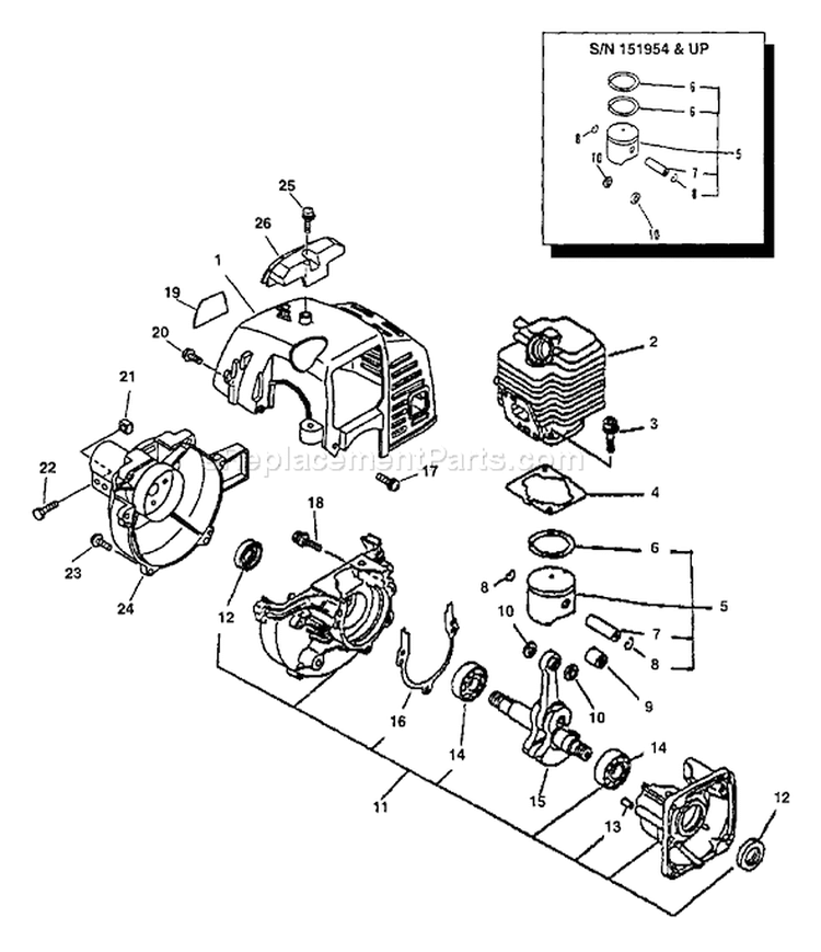 Page G Diagram and Parts List for 001001 - 151954 Echo Trimmer