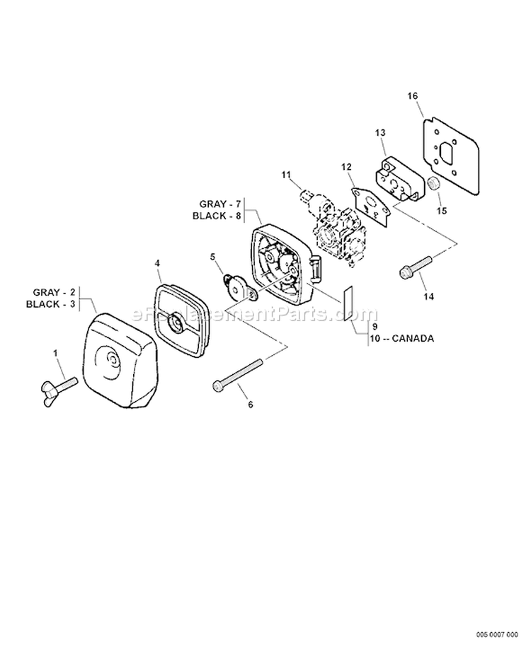 Page J Diagram and Parts List for 05147268 - 05999999 Echo Trimmer