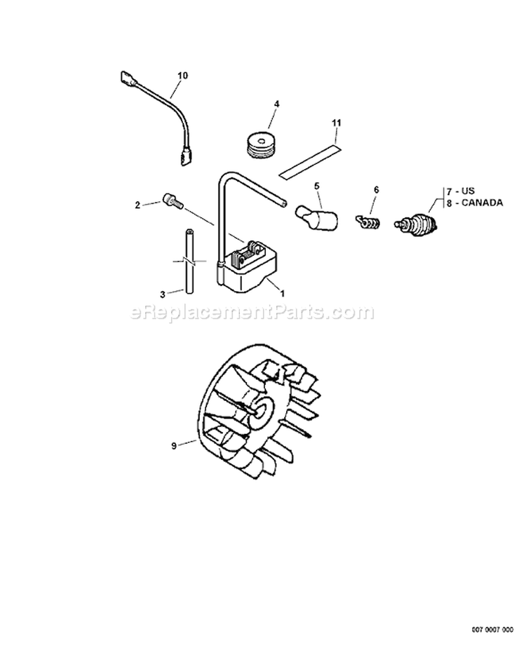 Page I Diagram and Parts List for 07003101 - 07999999 Echo Trimmer