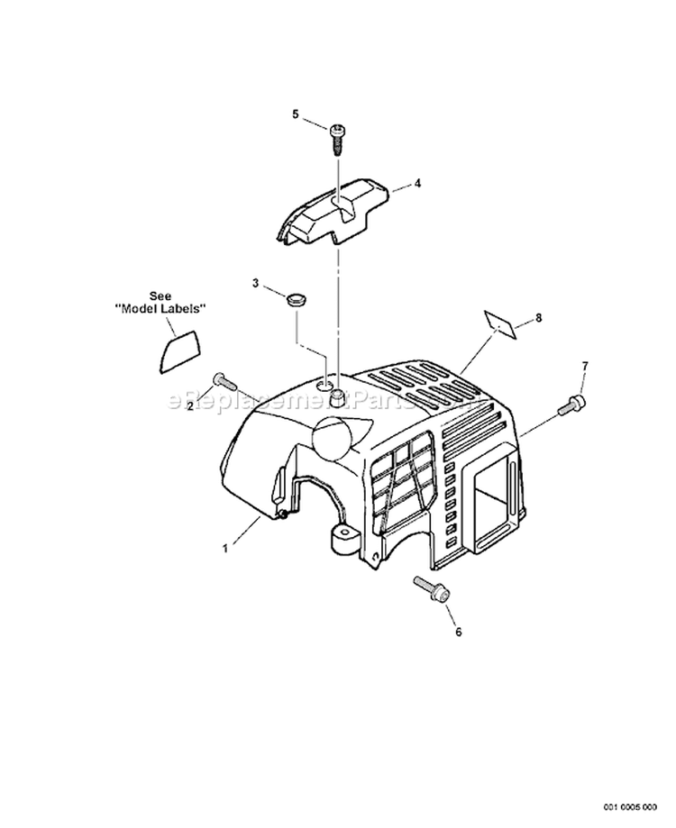 Page B Diagram and Parts List for 08143308 - 08999999 Echo Trimmer
