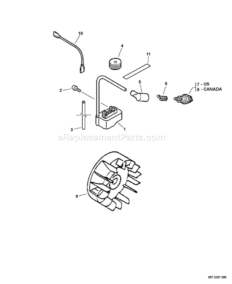 Page J Diagram and Parts List for 05030475 - 05999999 Echo Trimmer