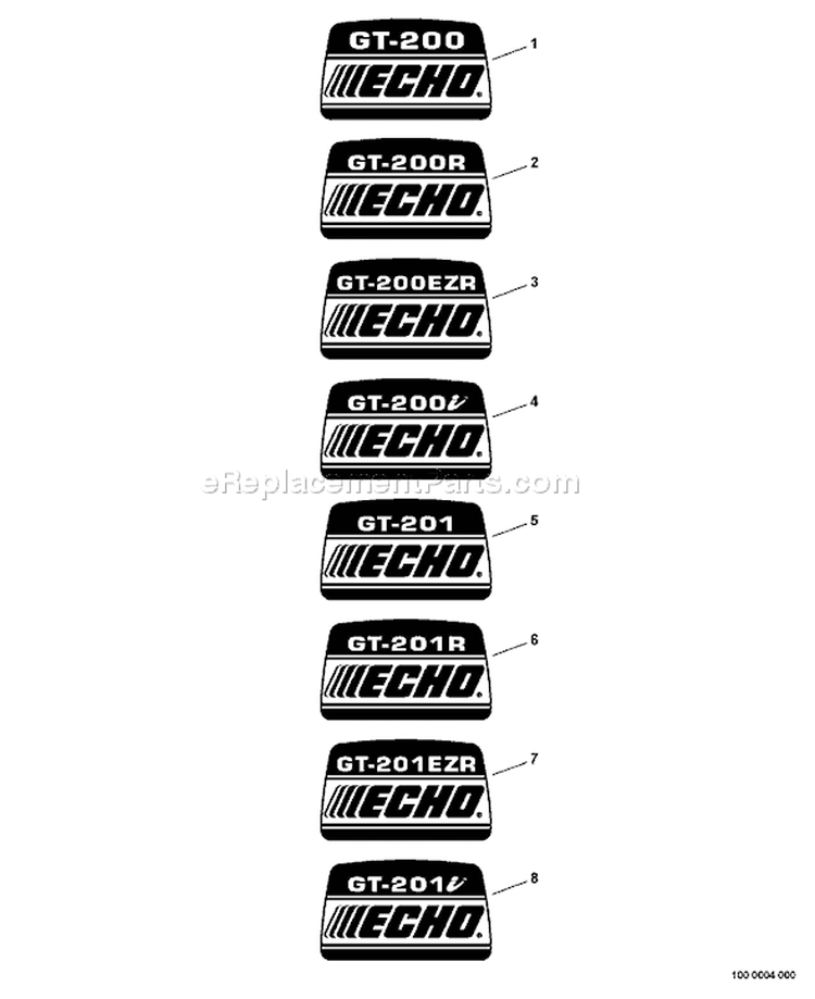 Page L Diagram and Parts List for 09001001 - 09001280 Echo Trimmer