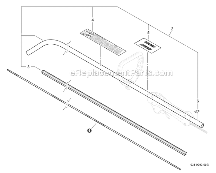 Main Pipe, Flexible Driveshaft Diagram and Parts List for S08612001001-S08612999999 Echo Trimmer