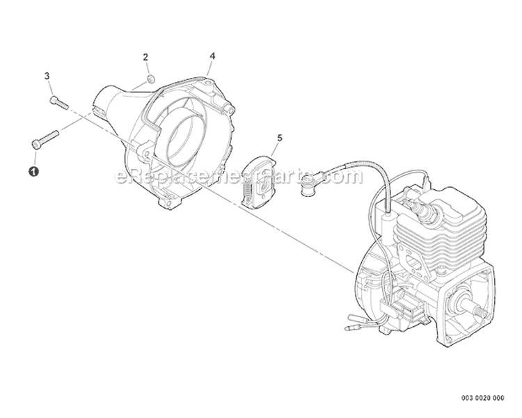Fan Case, Clutch Diagram and Parts List for S08612001001-S08612999999 Echo Trimmer