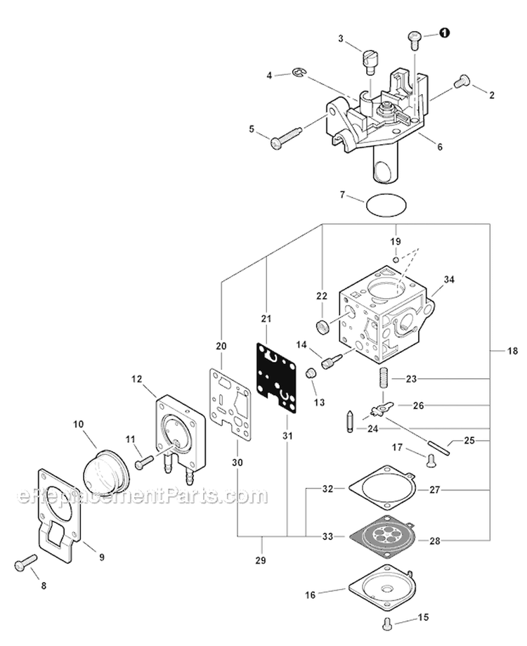 Carburetor - Rb-K93 Diagram and Parts List for S09313001001-S09313999999 Echo Trimmer