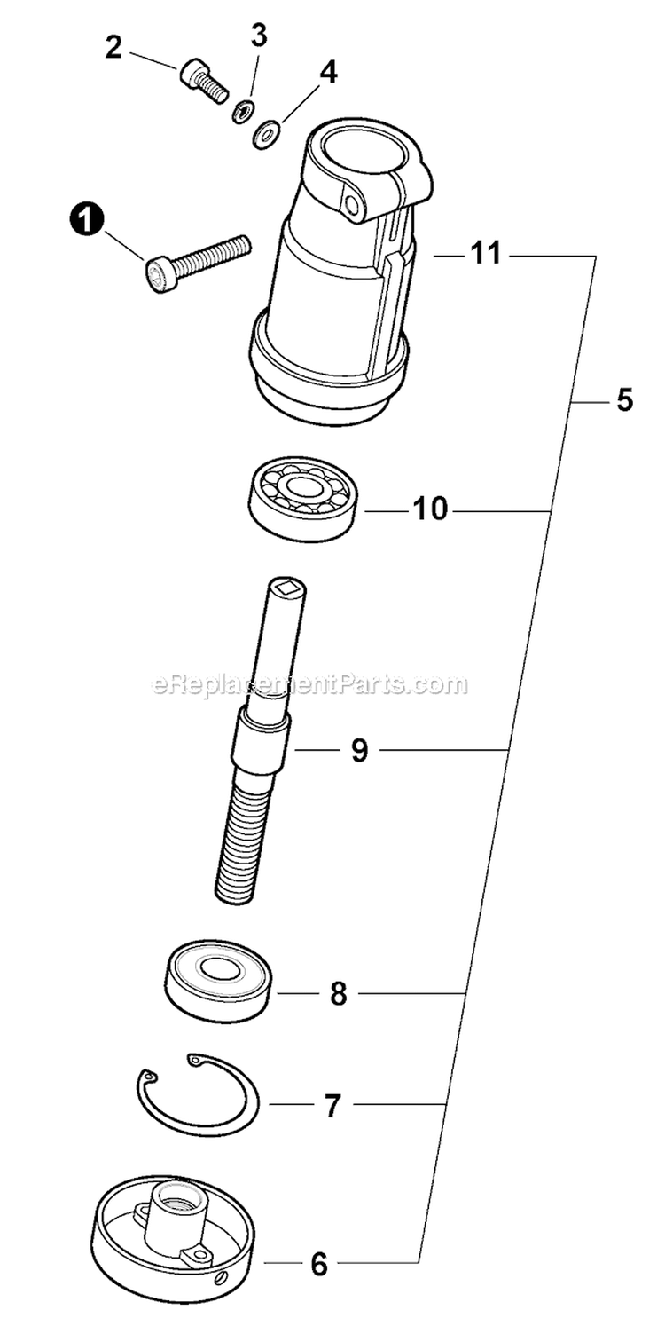 Gear Case Diagram and Parts List for S09313001001-S09313999999 Echo Trimmer