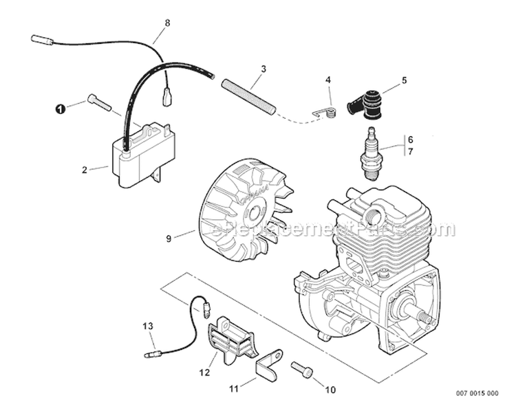 Ignition S.N. S09313001001-S09313018507 Diagram and Parts List for S09313001001-S09313999999 Echo Trimmer