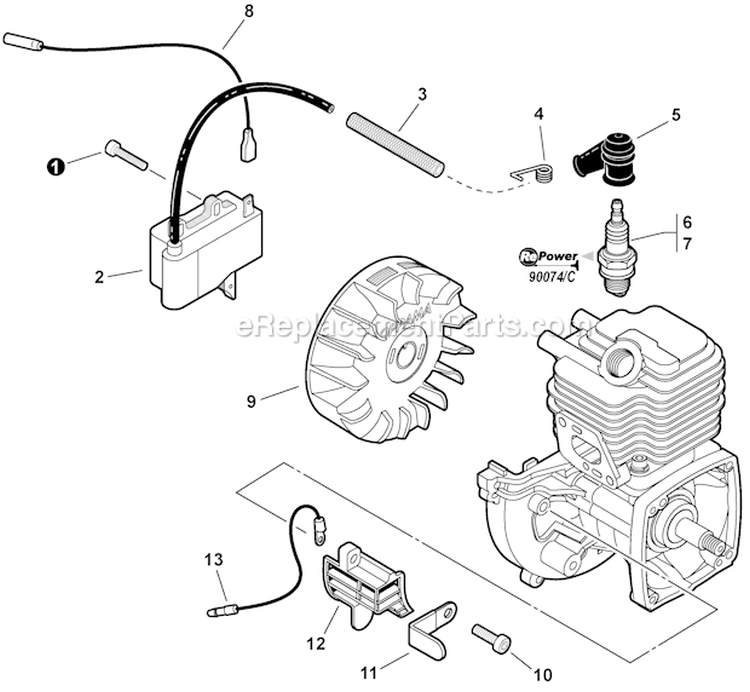 Page K Diagram and Parts List for S09812001001-S09812999999 Echo Trimmer