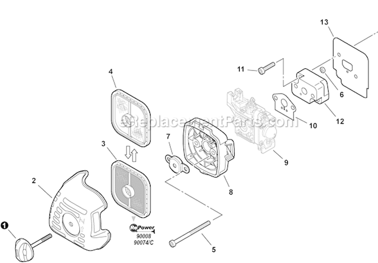 Page L Diagram and Parts List for S09812001001-S09812999999 Echo Trimmer