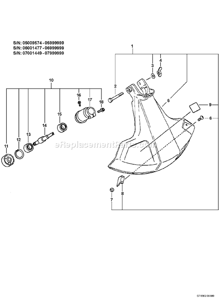 Page F Diagram and Parts List for 05006260 - 05007388 Echo Trimmer