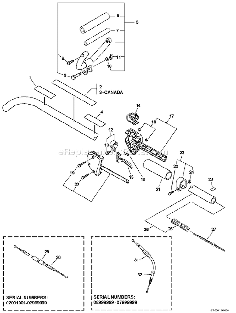 Page G Diagram and Parts List for 06001337 - 06001476 Echo Trimmer