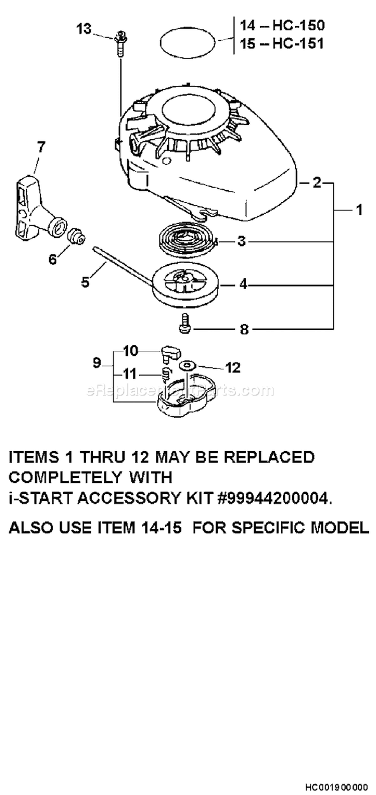 Page H Diagram and Parts List for 09001001 - 09999999 Echo Hedge Trimmer