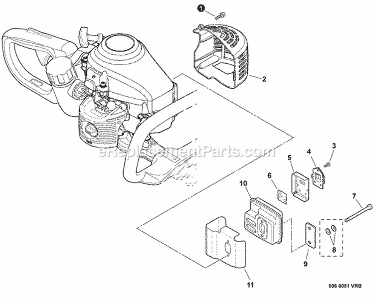 Exhaust Diagram and Parts List for S76212001001-S76212999999 Echo Hedge Trimmer