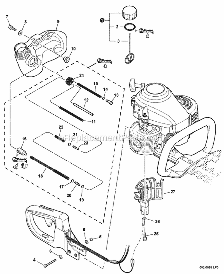 Fuel System Debris Guard Diagram and Parts List for S76212001001-S76212999999 Echo Hedge Trimmer