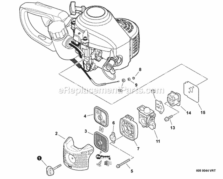 Intake Diagram and Parts List for S76212001001-S76212999999 Echo Hedge Trimmer