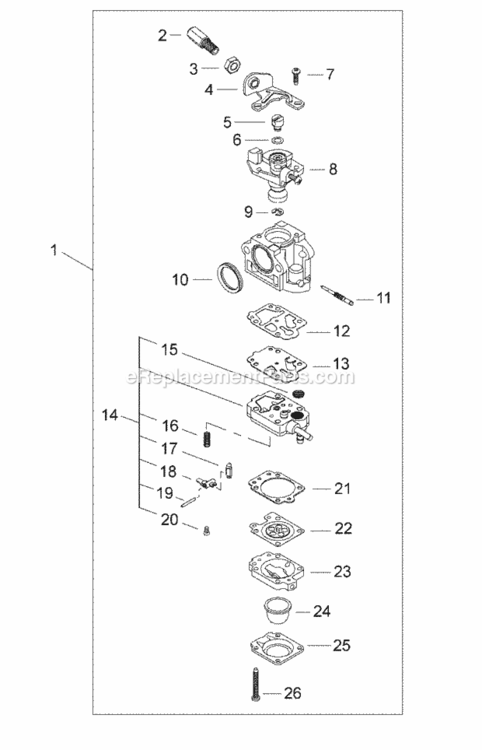 Carburetor Diagram and Parts List for  Echo Edger