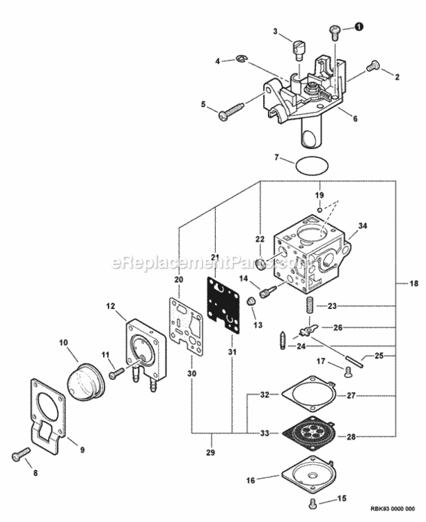 Carburetor_--_Rb-K93 Diagram and Parts List for S86813012001 - S86813999999 Echo Trimmer