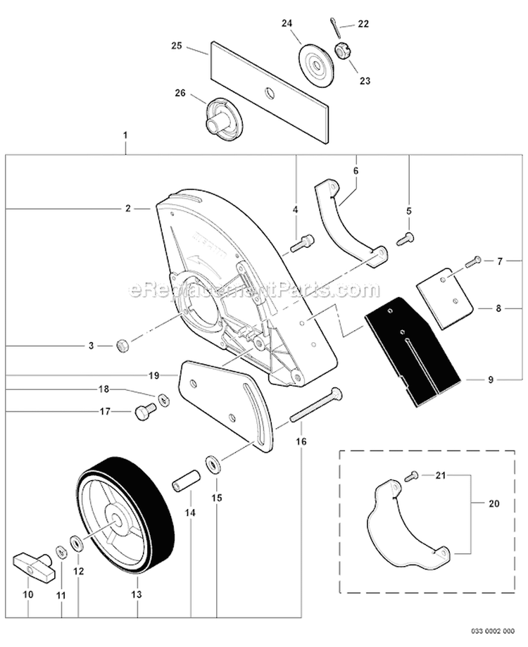 Edging Assembly - Metal Diagram and Parts List for S59511001001-S59511003000 Echo Trimmer