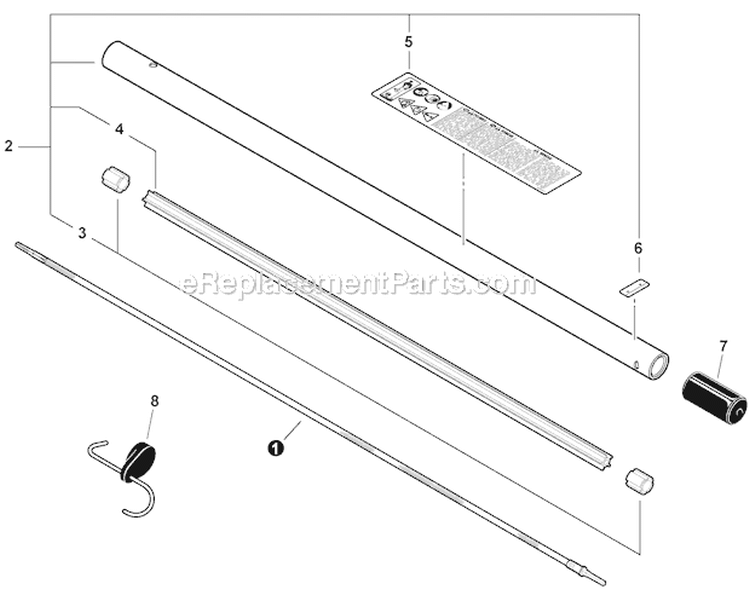 Rapid Loader Trimmer - Main Pipe, Draveshaft Diagram and Parts List for S59511001001-S59511003000 Echo Trimmer
