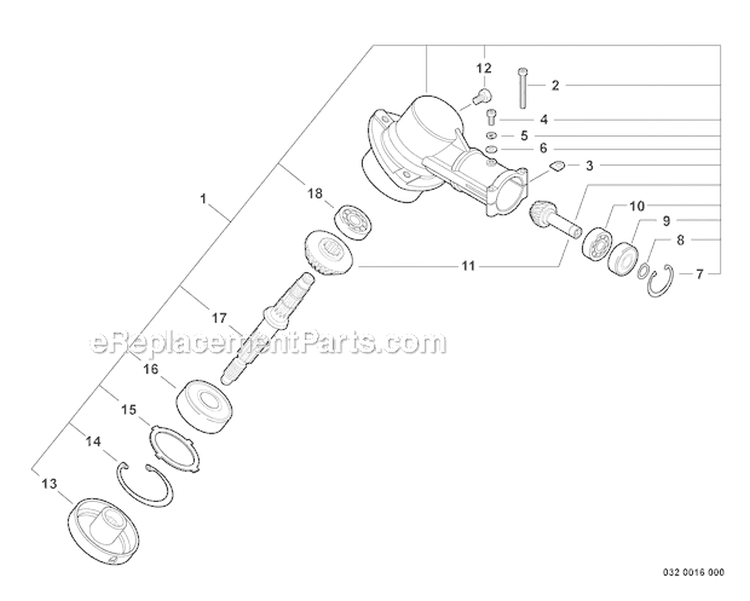 Gear Case - Grass Trimmer Attachment Diagram and Parts List for S59511003001-S59511999999 Echo Trimmer