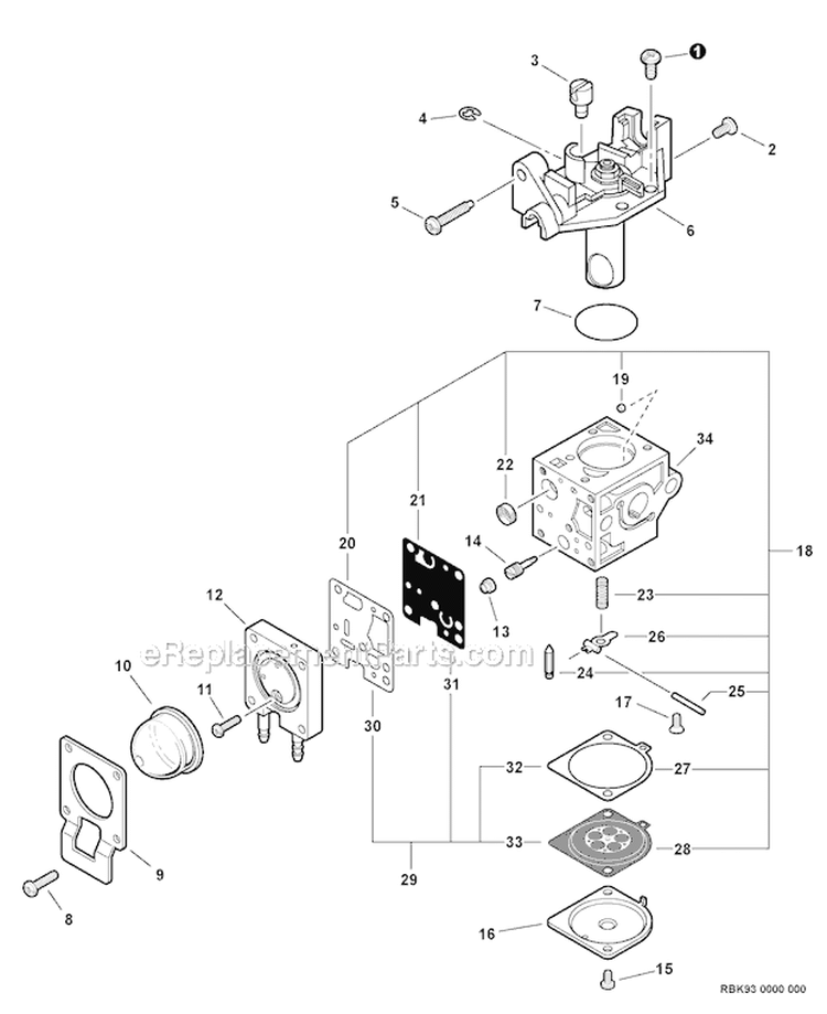 Carburetor - Rb-K93 Diagram and Parts List for S59511003001-S59511999999 Echo Trimmer