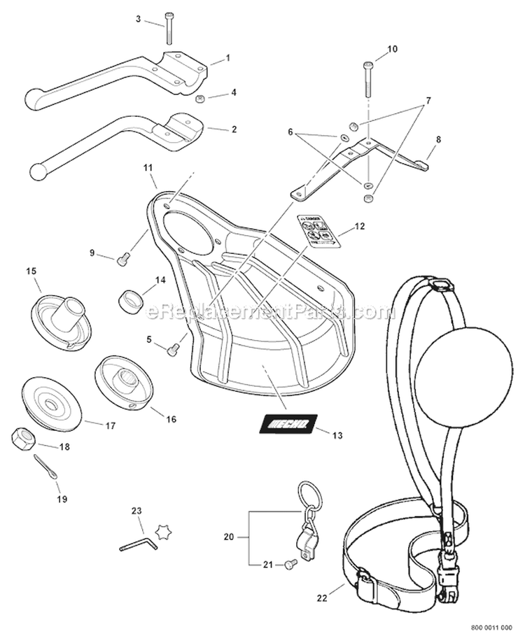 Blade Conversion Kit Diagram and Parts List for S59511003001-S59511999999 Echo Trimmer