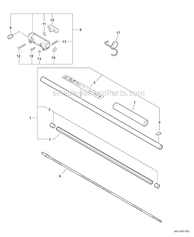3 Foot Extension Diagram and Parts List for S59511003001-S59511999999 Echo Trimmer