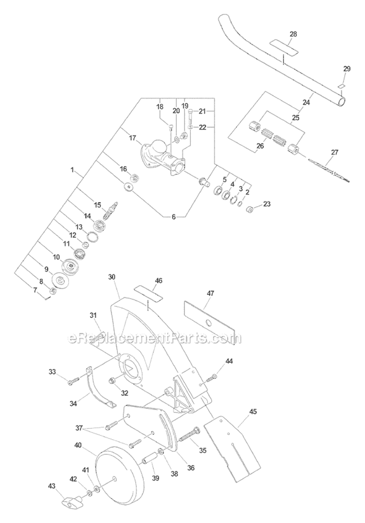 Edger Attachment - Gear Case, Plastic Shield Sn: 001001-054770 Diagram and Parts List for S59511003001-S59511999999 Echo Trimmer
