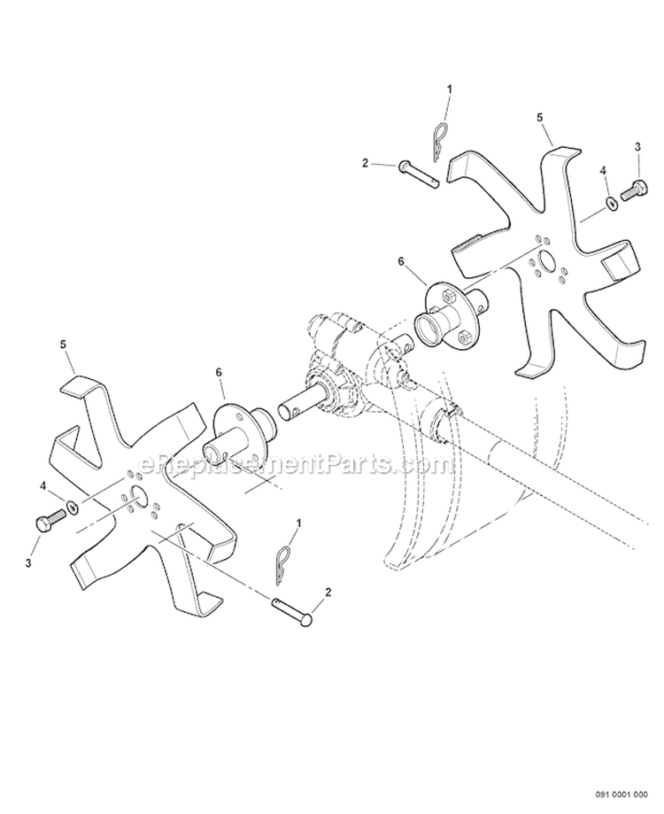 Cultivator Attachment Blades Diagram and Parts List for S59511003001-S59511999999 Echo Trimmer