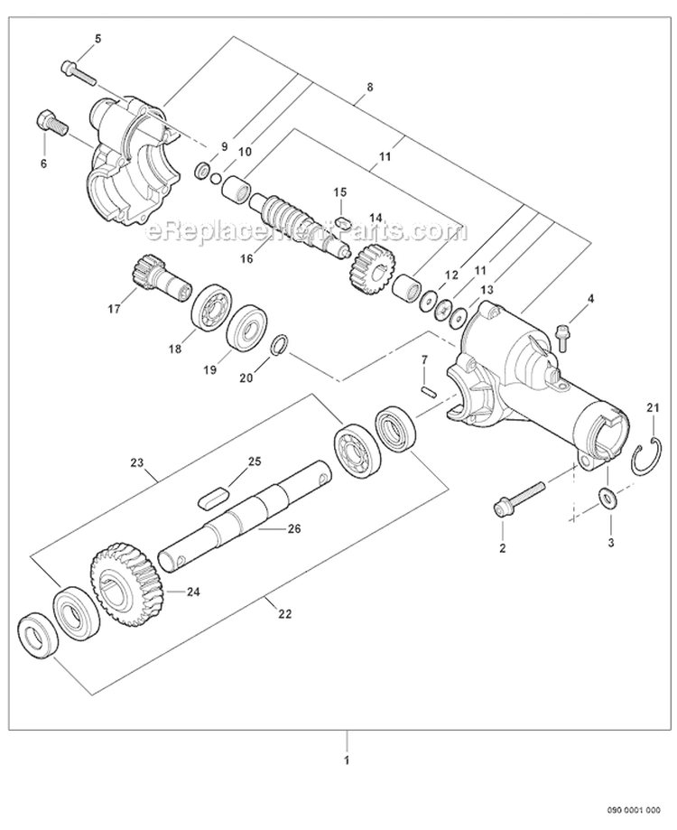Cultivator Attachment - Gear Case Diagram and Parts List for S59511003001-S59511999999 Echo Trimmer