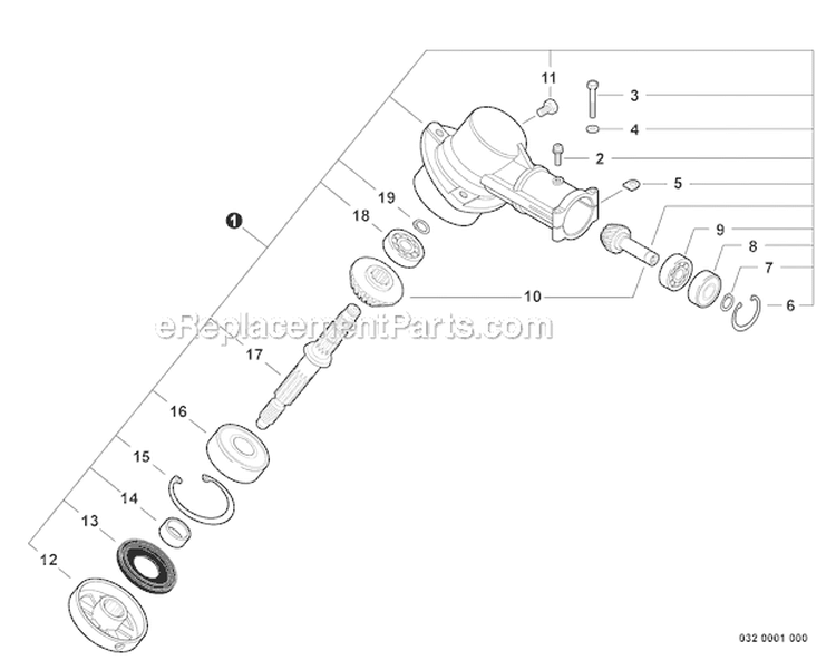 Rapid Loader Trimmer - Gear Case Diagram and Parts List for S59511003001-S59511999999 Echo Trimmer