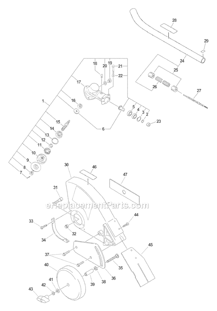 Edger Attachment - Gear Case, Plastic Shield Sn: 001001-054770 Diagram and Parts List for S59612022001-S59612999999 Echo Trimmer