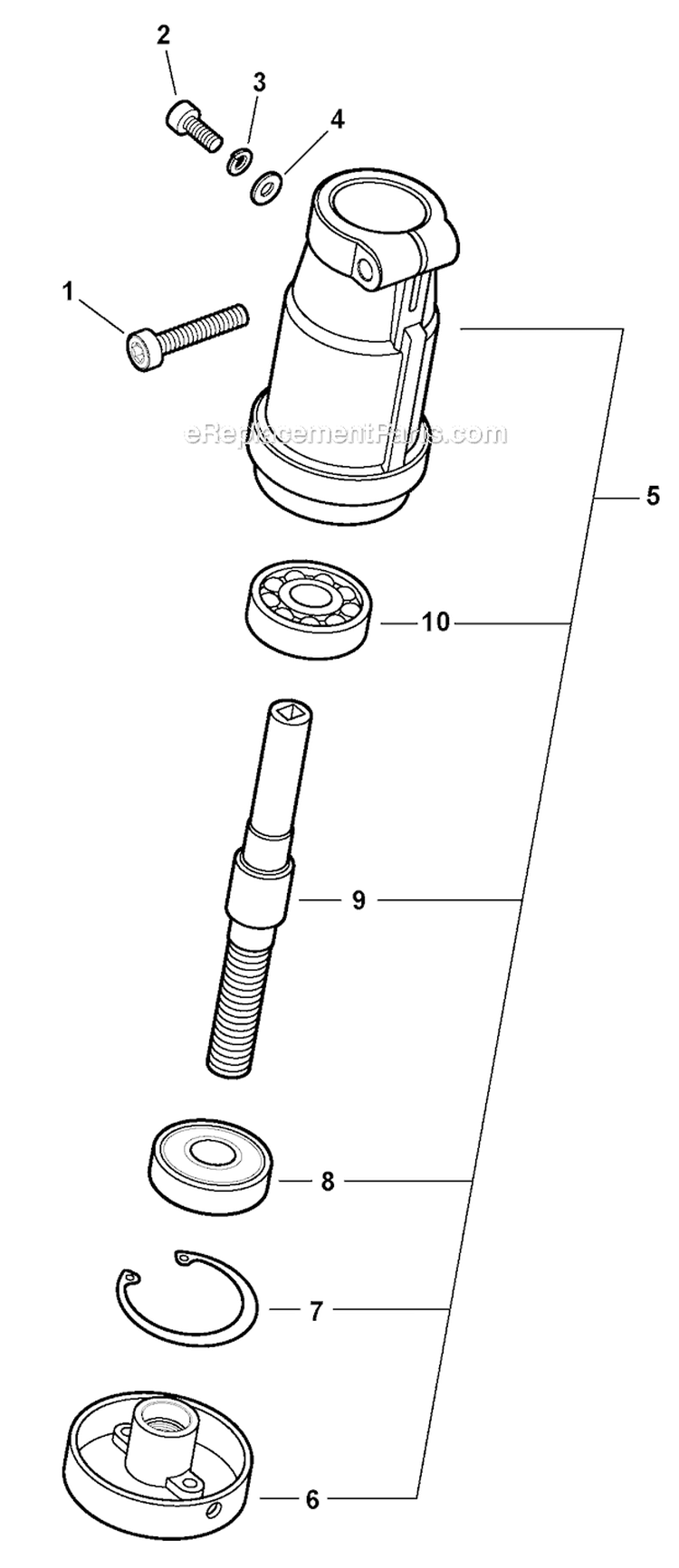 Curved Shaft Trimmer - Gear Case Diagram and Parts List for S59612022001-S59612999999 Echo Trimmer