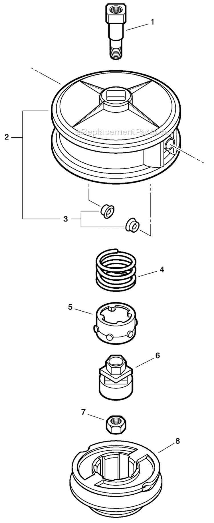 Cutting Heads - U-Turn Head Diagram and Parts List for S59612022001-S59612999999 Echo Trimmer