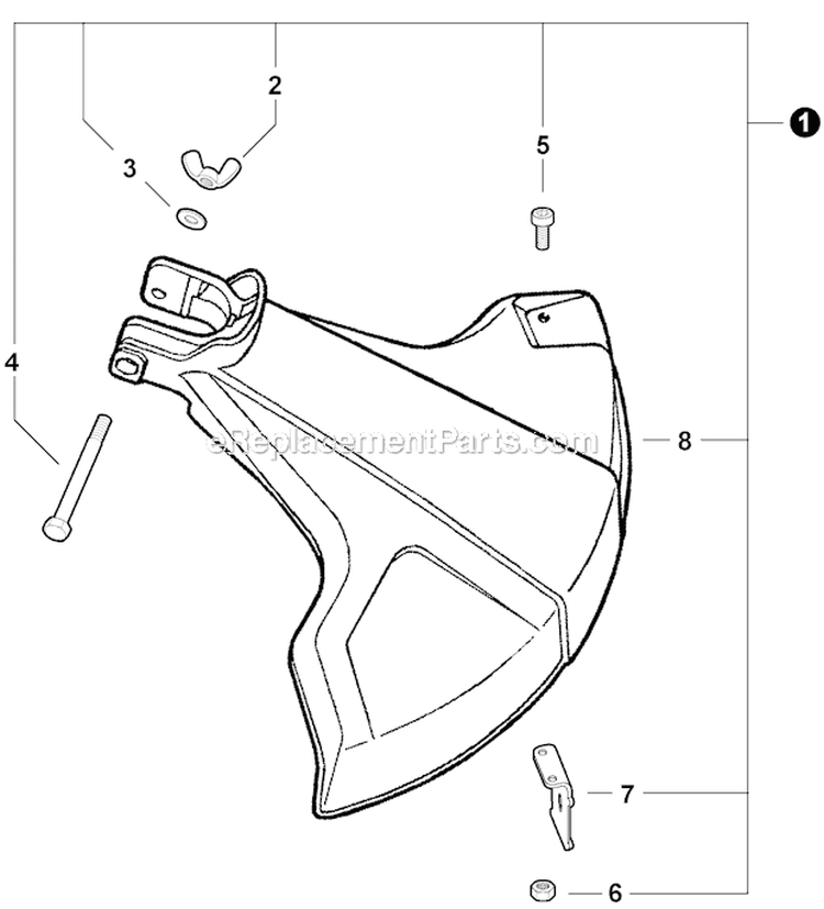 Curved Shaft Trimmer - Debris Shield (Plastic) Diagram and Parts List for S86813001001-S86813999999 Echo Trimmer