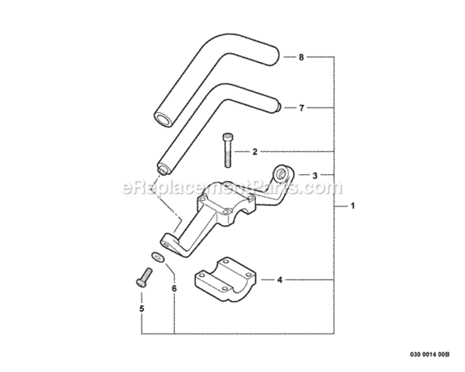 Front_Handle Diagram and Parts List for T44811001001 - T44811999999 Echo Trimmer