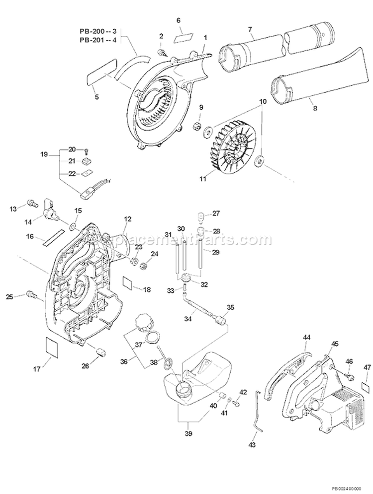 Page C Diagram and Parts List for 09001001 - 09999999 Echo