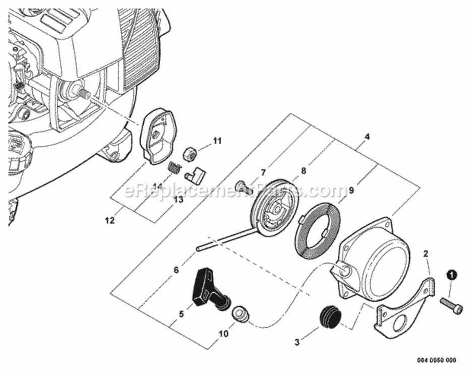 Starter Diagram and Parts List for P34712001001-P34712999999 Echo Leaf Blower / Vacuum