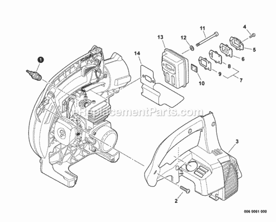 Engine_Cover_Exhaust Diagram and Parts List for P34712001001-P34712999999 Echo Leaf Blower / Vacuum