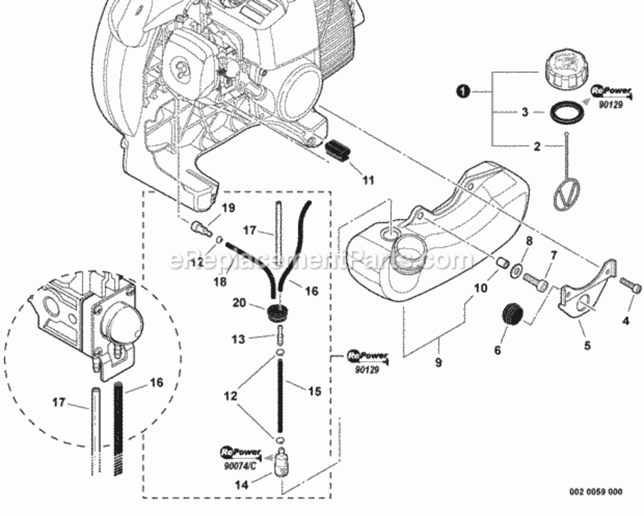 Fuel_System Diagram and Parts List for P34712001001-P34712999999 Echo Leaf Blower / Vacuum