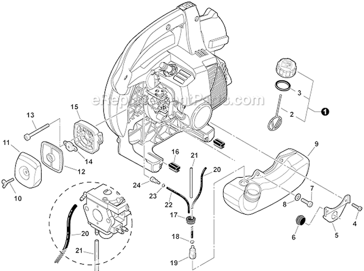 Fuel System Diagram and Parts List for P05412001001-P05412999999 Echo Leaf Blower / Vacuum